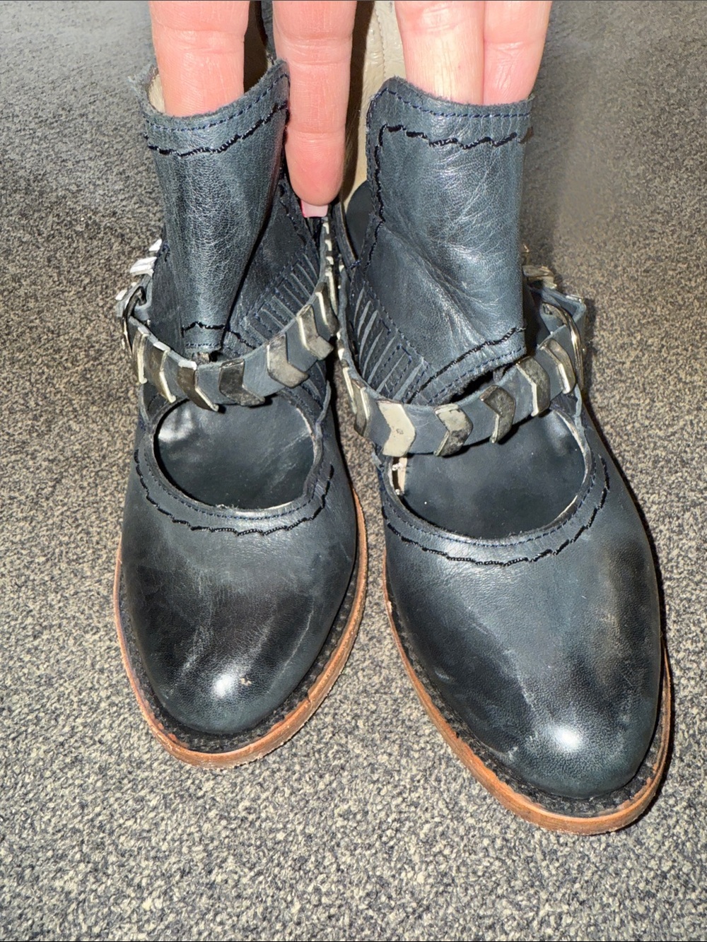 freebird by Steven Blade Leather Ankle Boots with silver Accent